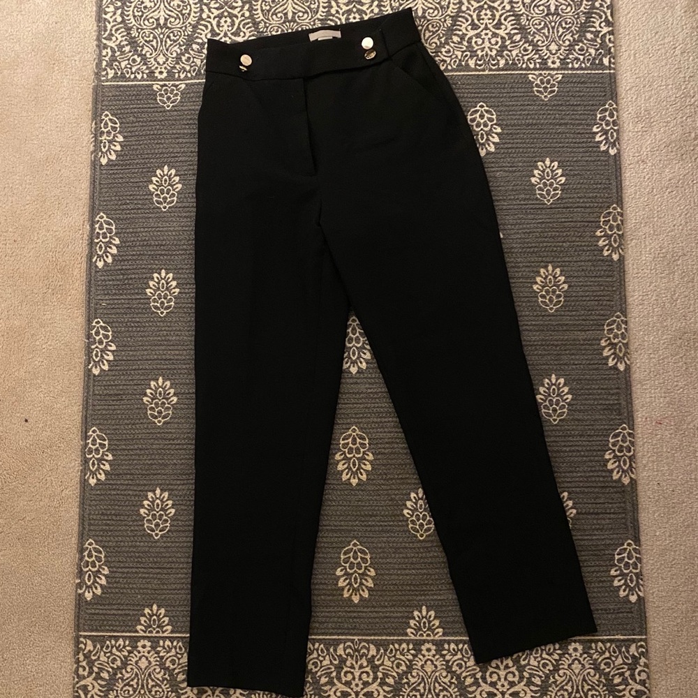 Black Cigarette Pants with Gold Buttons